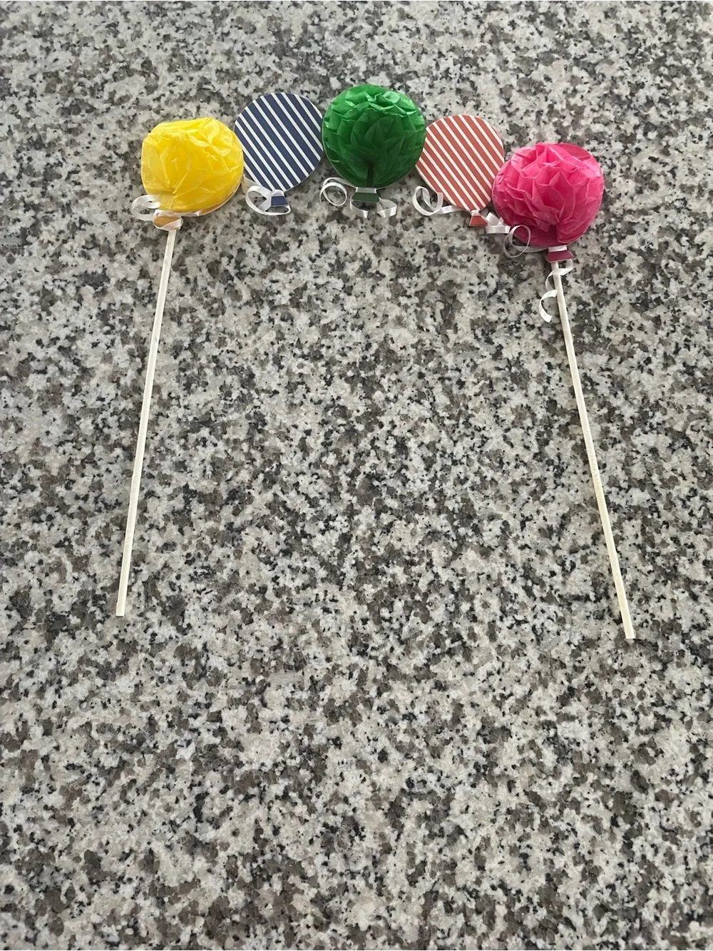 Cake Topper of Colorful Balloons Of Yellow, Blue, Green, Red, Pink